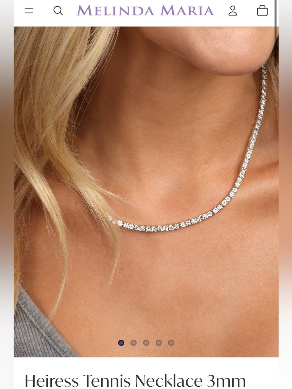 Melinda Maria Gold Tennis Necklace with Clear Stones